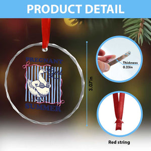 Pregnant Girl Summer Crystal Glass Ornament Striped Coquette Summer Goose Beach Pregnancy Announcement TS10 Print Your Wear