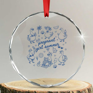 Pregnant Girl Summer Crystal Glass Ornament Summer Goose Beach Pregnancy Announcement Baby Shower TS10 Transparent Glass 3'' Circle Print Your Wear