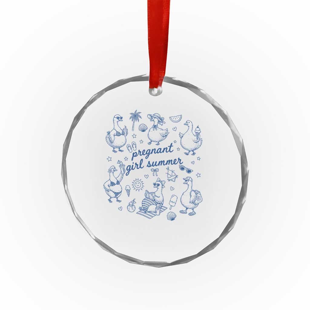 Pregnant Girl Summer Crystal Glass Ornament Summer Goose Beach Pregnancy Announcement Baby Shower TS10 Print Your Wear