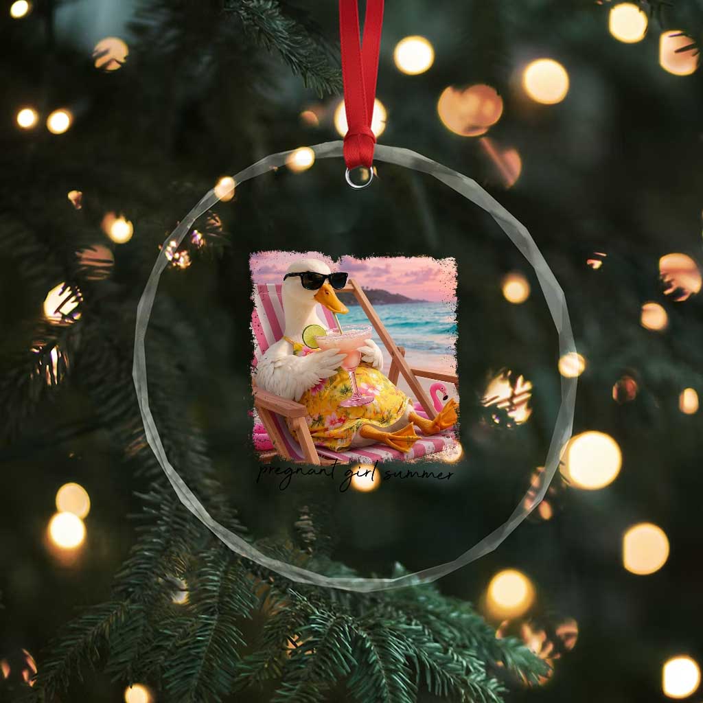 Pregnant Girl Summer Goose Mom Crystal Glass Ornament Funny Pregnancy Announcement TS14 Print Your Wear