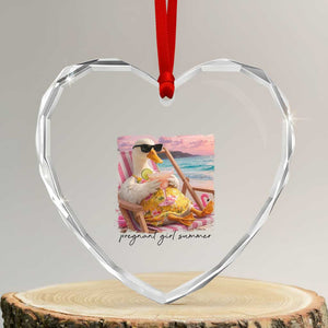 Pregnant Girl Summer Goose Mom Heart Crystal Glass Ornament Funny Pregnancy Announcement TS14 Transparent Glass 3'' Heart Print Your Wear