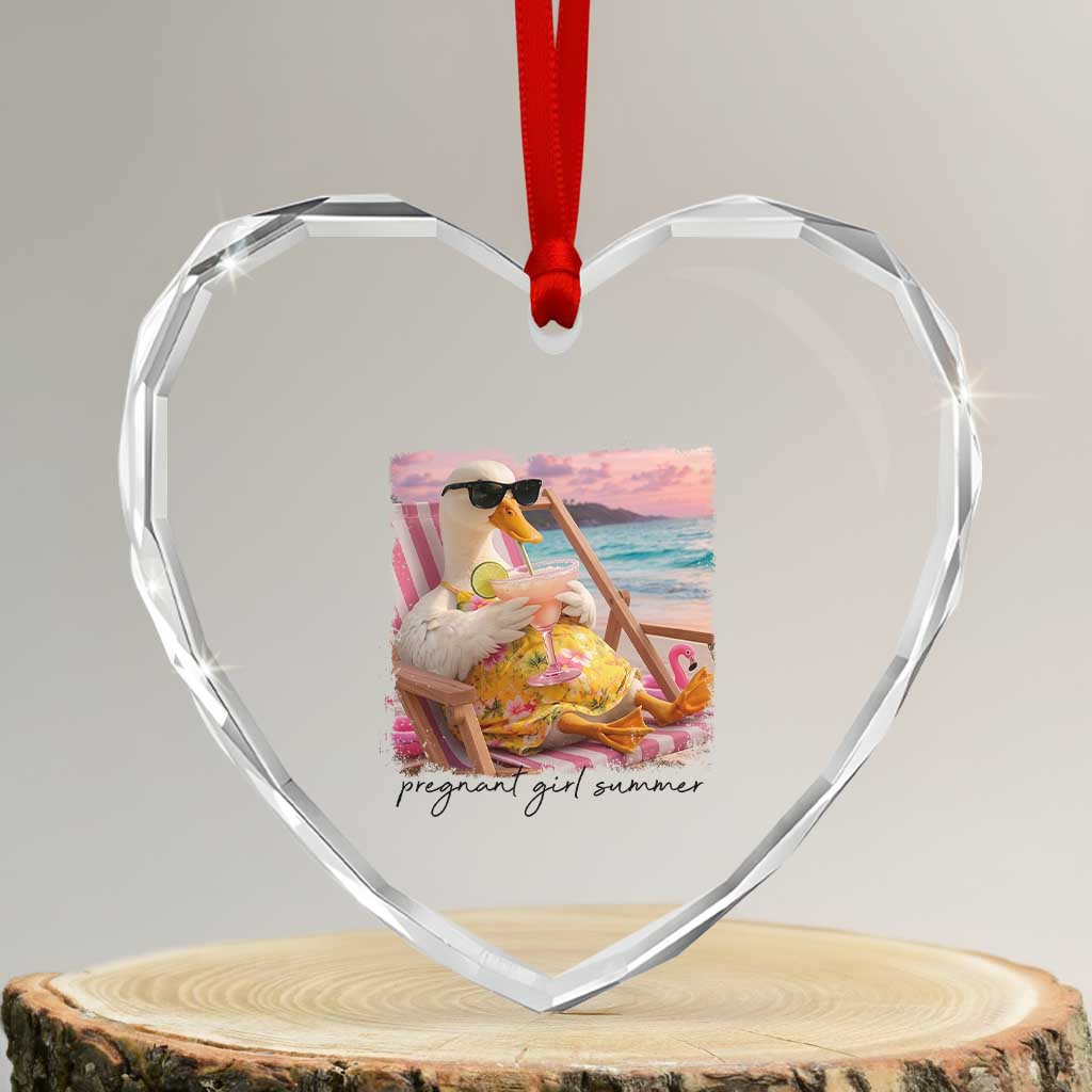 Pregnant Girl Summer Goose Mom Heart Crystal Glass Ornament Funny Pregnancy Announcement TS14 Transparent Glass 3'' Heart Print Your Wear