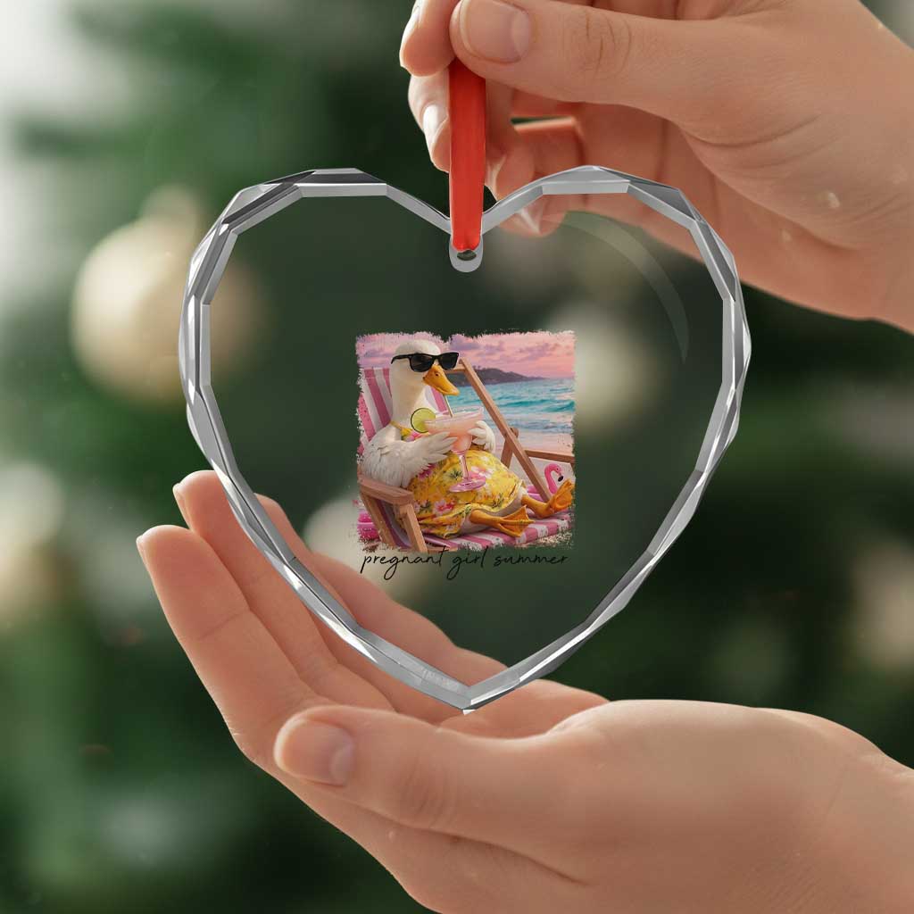 Pregnant Girl Summer Goose Mom Heart Crystal Glass Ornament Funny Pregnancy Announcement TS14 Print Your Wear