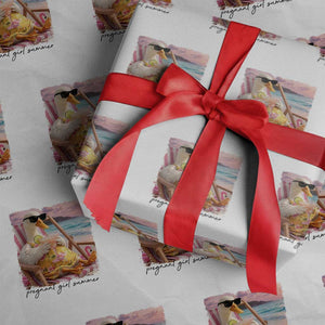 Pregnant Girl Summer Goose Mom Wrapping Paper Roll Funny Pregnancy Announcement TS14 White Print Your Wear