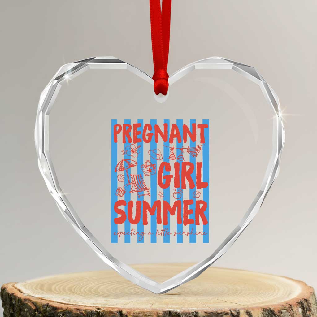 Pregnant Girl Summer Heart Crystal Glass Ornament Funny Beach Pregnancy Announcement TS14 Transparent Glass 3'' Heart Print Your Wear