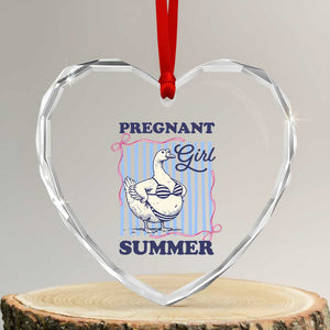 Pregnant Girl Summer Heart Crystal Glass Ornament Striped Coquette Summer Goose Beach Pregnancy Announcement