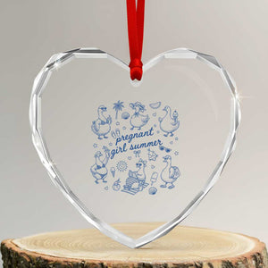 Pregnant Girl Summer Heart Crystal Glass Ornament Summer Goose Beach Pregnancy Announcement Baby Shower