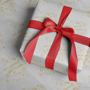 Pregnant Girl Summer Wrapping Paper Roll Cute Beach Summer Pregnancy Announcement Baby Shower