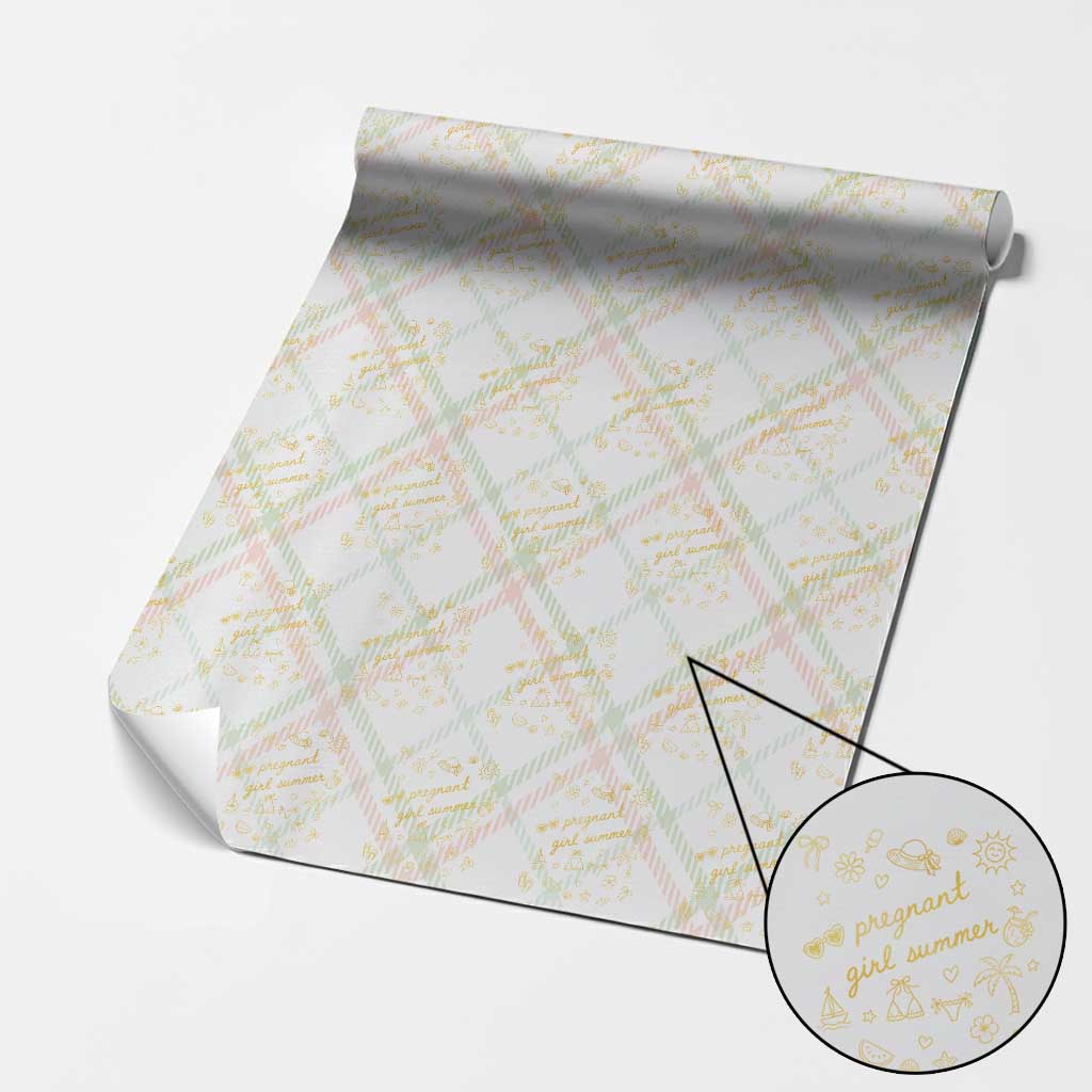 Pregnant Girl Summer Wrapping Paper Roll Cute Beach Summer Pregnancy Announcement Baby Shower