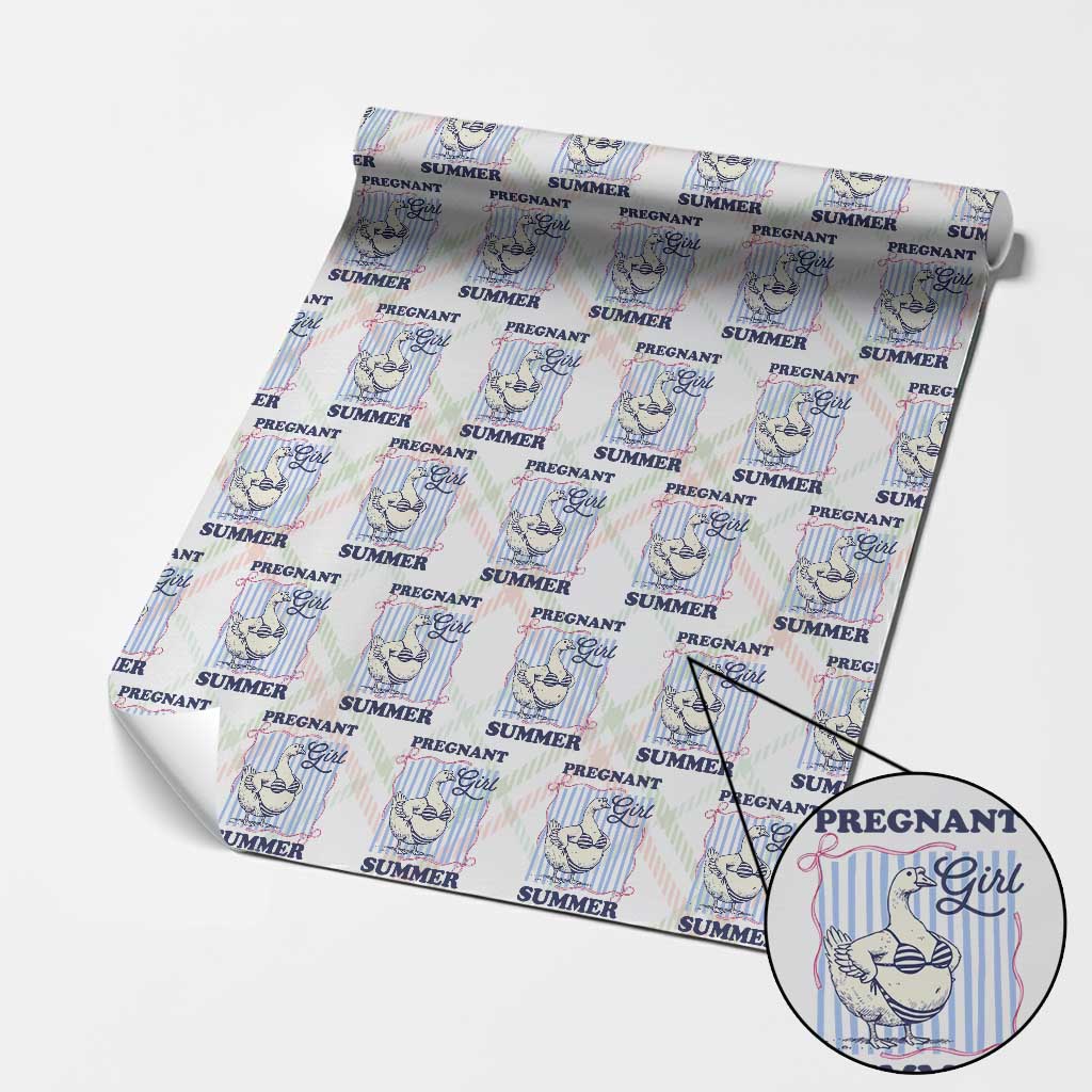 Pregnant Girl Summer Wrapping Paper Roll Striped Coquette Summer Goose Beach Pregnancy Announcement TS10 Christmas Plaid Print Your Wear