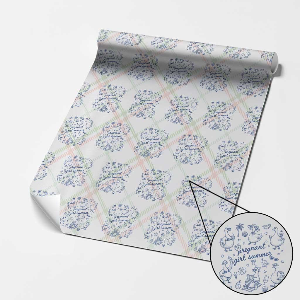 Pregnant Girl Summer Wrapping Paper Roll Summer Goose Beach Pregnancy Announcement Baby Shower