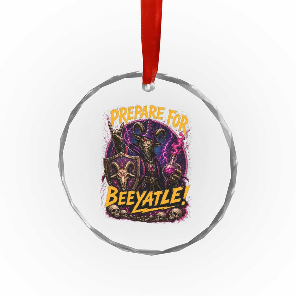 Prepare For Beeyatle Crystal Glass Ornament Funny Goat Wizard LitRPG Lover