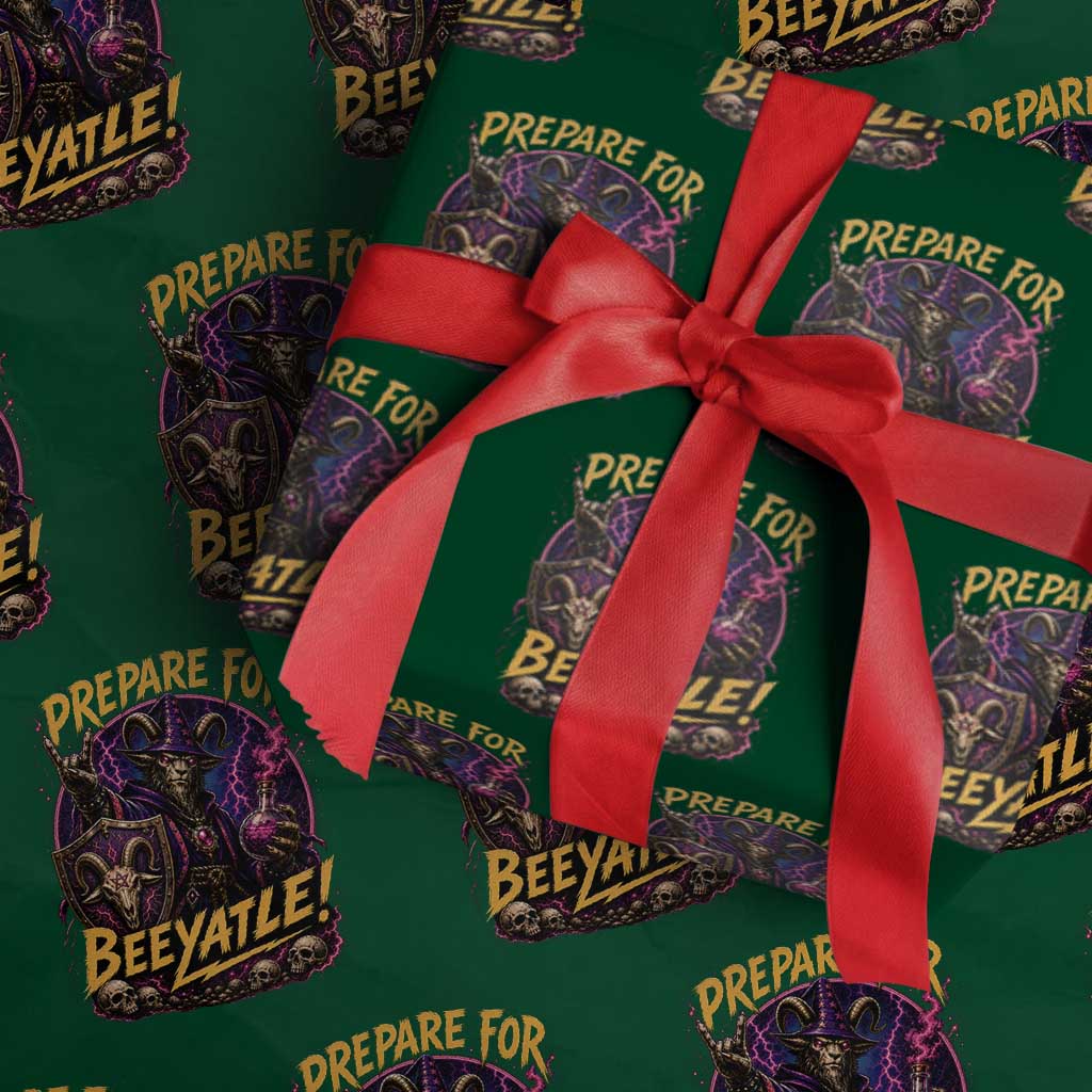 Prepare For Beeyatle Wrapping Paper Roll Funny Goat Wizard LitRPG Lover TS11 Green Print Your Wear