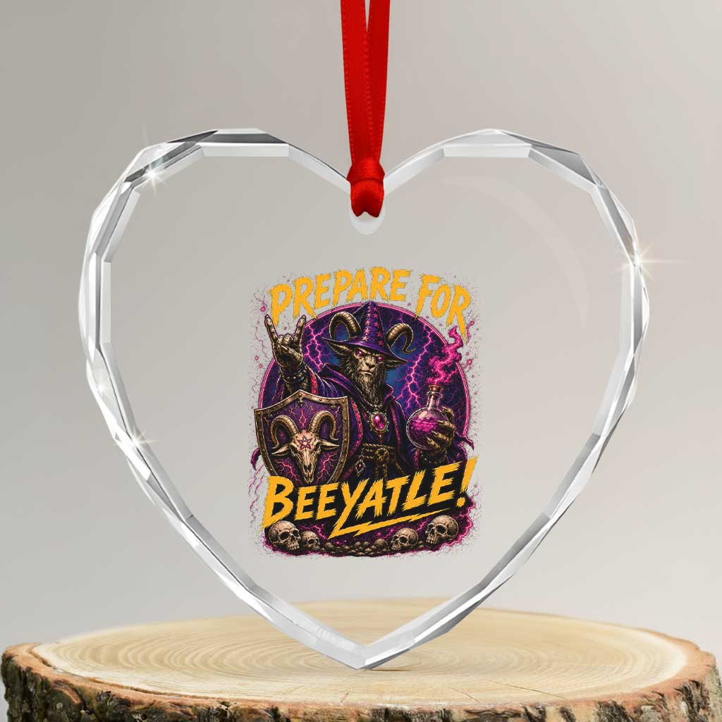 Prepare For Beeyatle Heart Crystal Glass Ornament Funny Goat Wizard LitRPG Lover