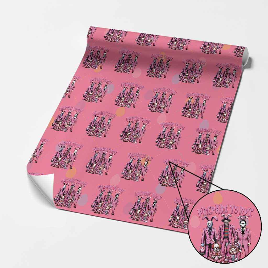 Prepare to Groovy Dye Funny Bunny Easter Wrapping Paper Roll Horror Dyeing Eggs TS02 Pink Print Your Wear