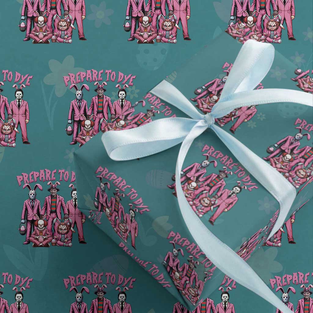 Prepare to Groovy Dye Funny Bunny Easter Wrapping Paper Roll Horror Dyeing Eggs TS02 Teal Print Your Wear