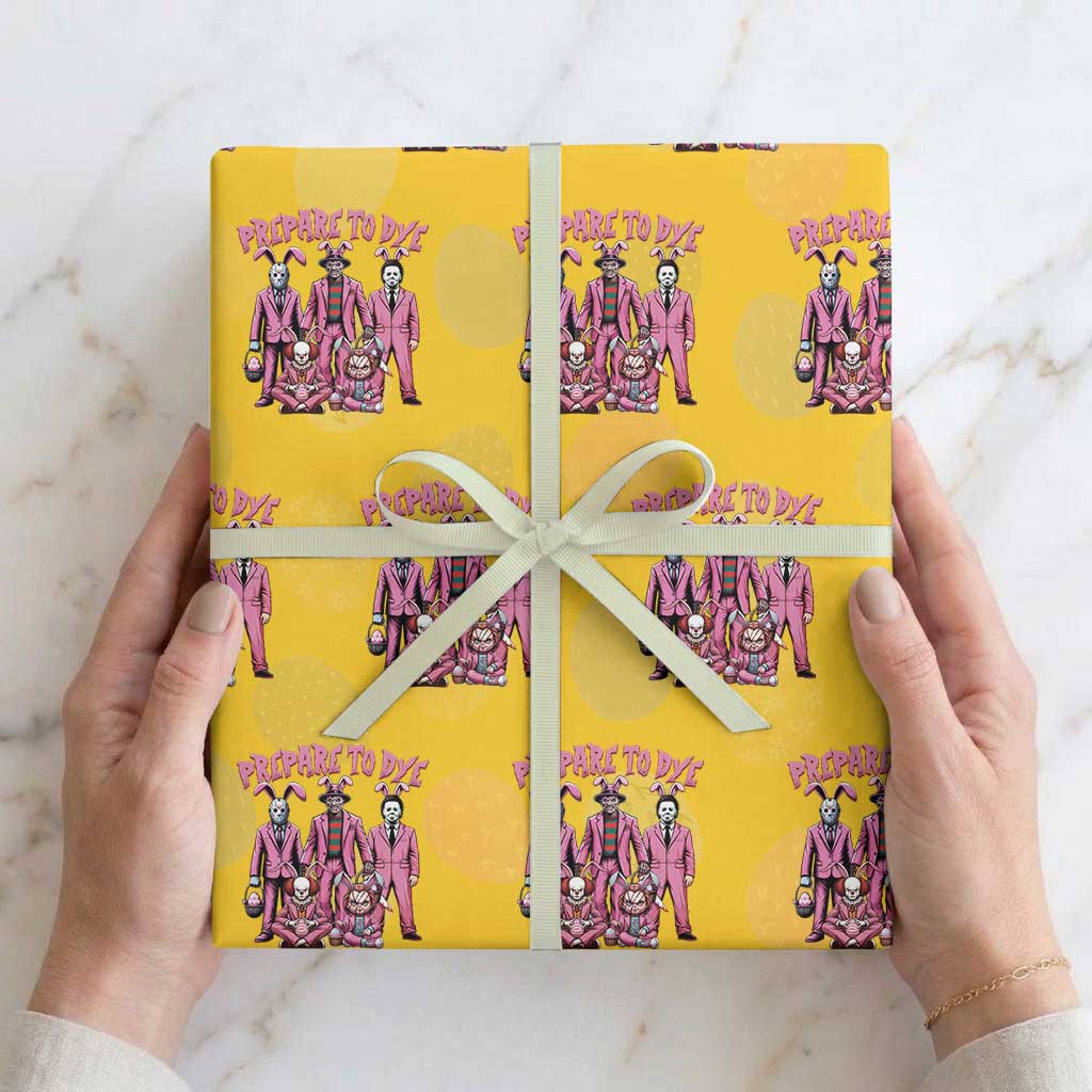 Prepare to Groovy Dye Funny Bunny Easter Wrapping Paper Roll Horror Dyeing Eggs TS02 Yellow Print Your Wear