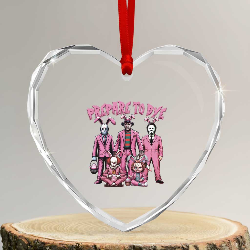 Prepare to Groovy Dye Funny Bunny Easter Heart Crystal Glass Ornament Horror Dyeing Eggs TS02 Transparent Glass 3'' Heart Print Your Wear
