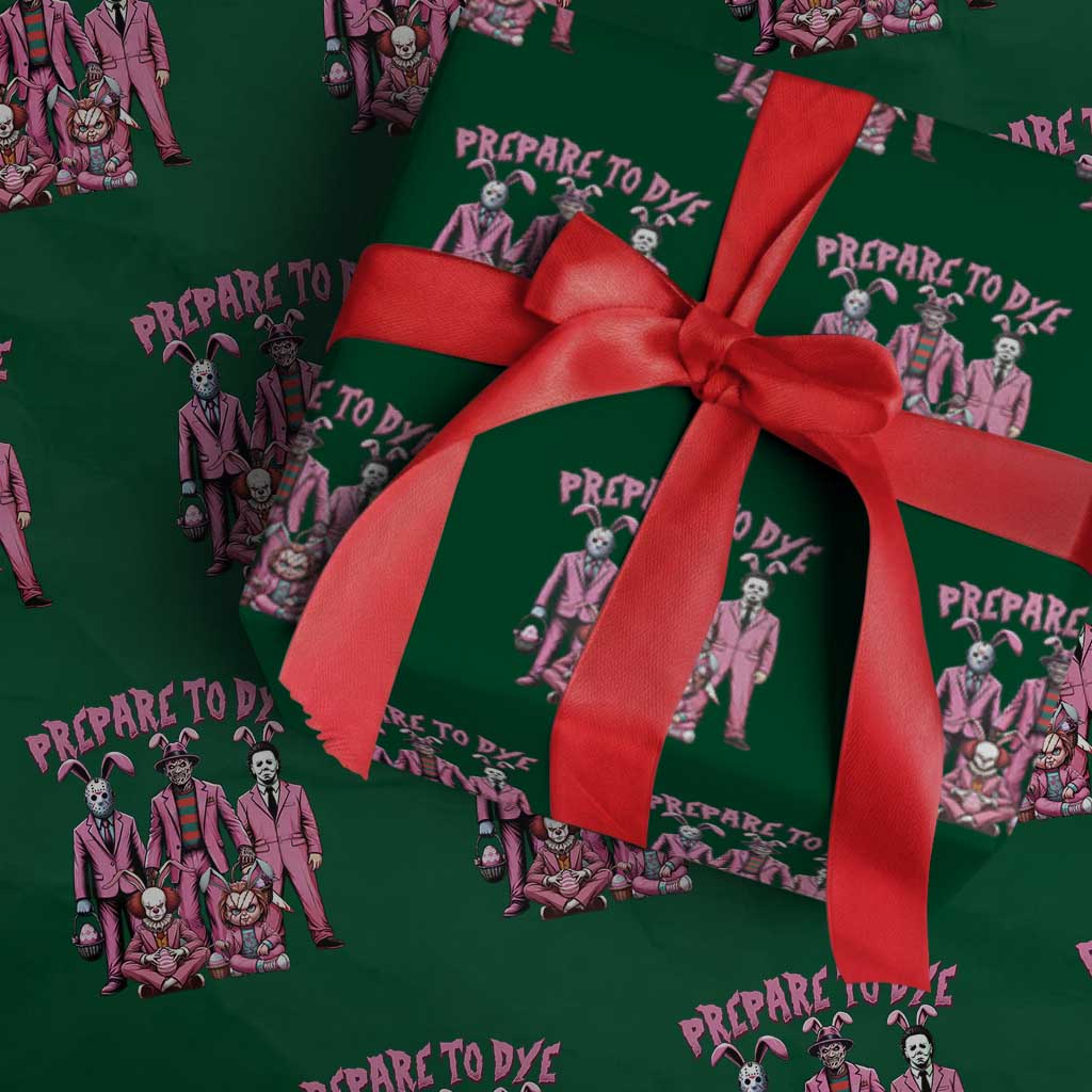 Prepare to Groovy Dye Funny Bunny Easter Wrapping Paper Roll Horror Dyeing Eggs TS02 Green Print Your Wear