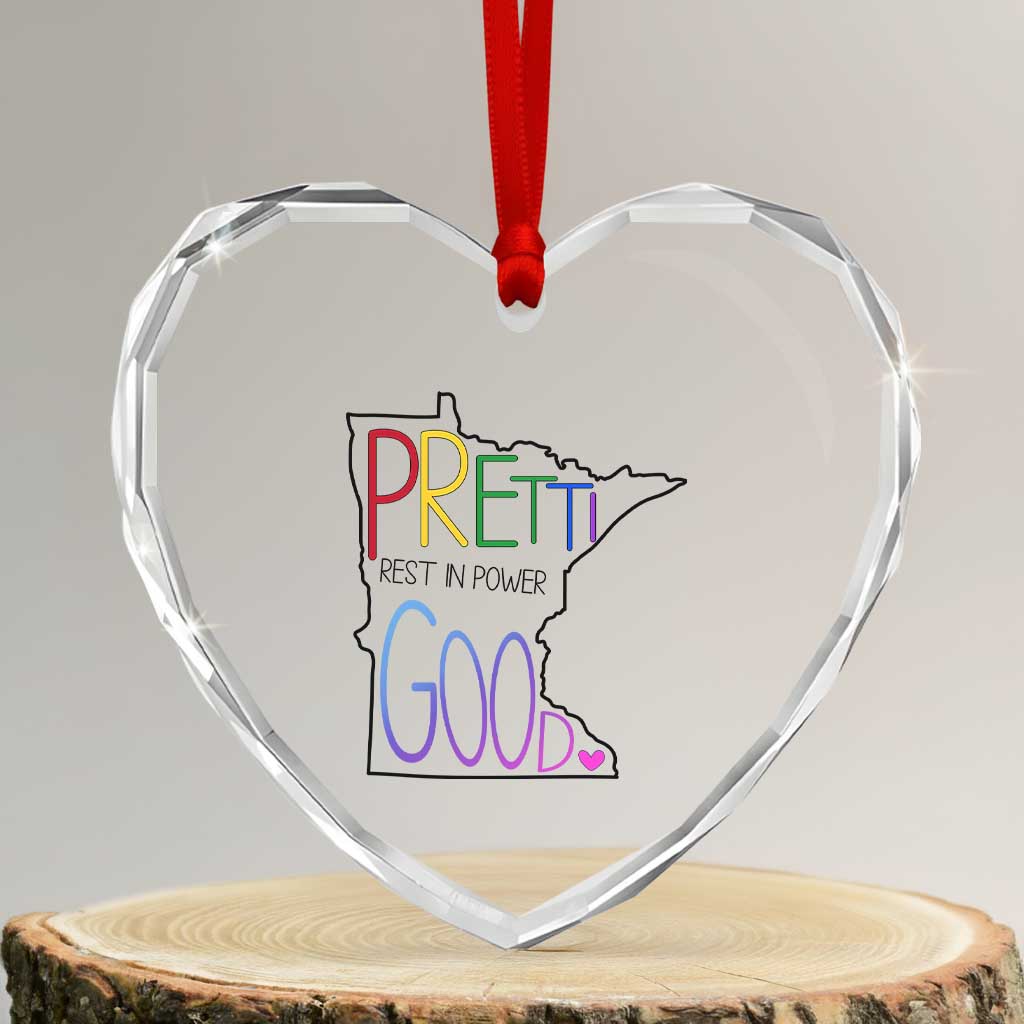 Pretti Good Minnesota Tribute Heart Crystal Glass Ornament Rest in Power Rainbow Memorial TS02 Transparent Glass 3'' Heart Print Your Wear