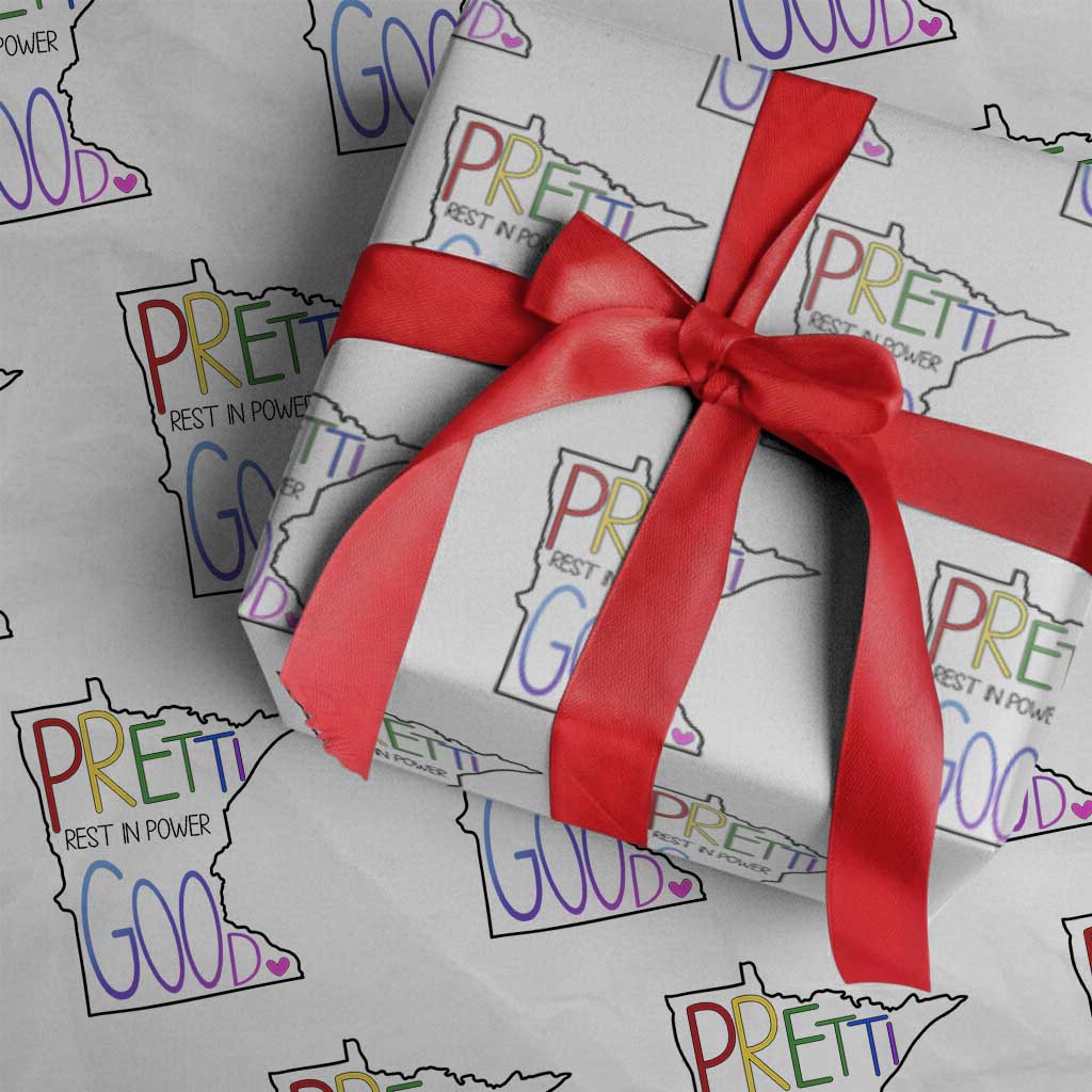 Pretti Good Minnesota Tribute Wrapping Paper Roll Rest in Power Rainbow Memorial TS02 White Print Your Wear