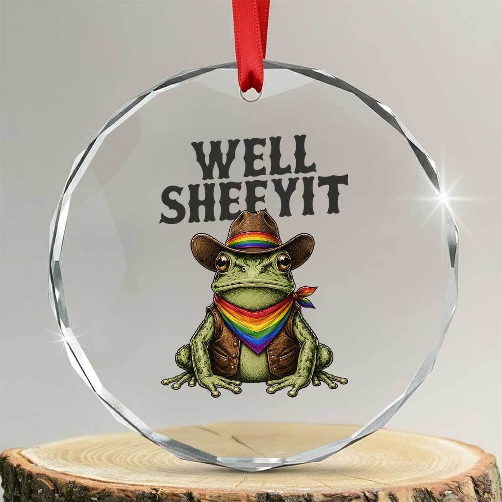 Pride Frog LGBT Rainbow Crystal Glass Ornament Well Sheeyit Country Western TS14 Transparent Glass 3'' Circle Print Your Wear