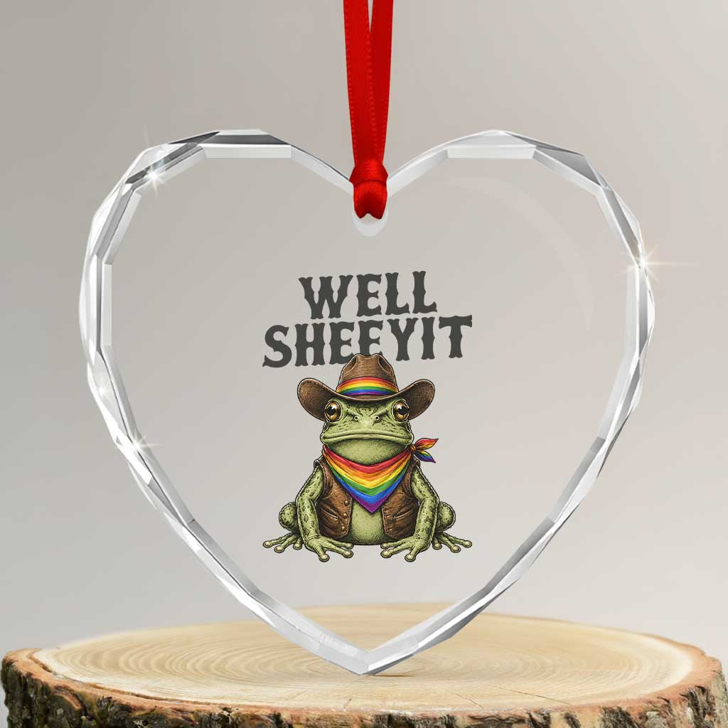 Pride Frog LGBT Rainbow Heart Crystal Glass Ornament Well Sheeyit Country Western TS14 Transparent Glass 3'' Heart Print Your Wear