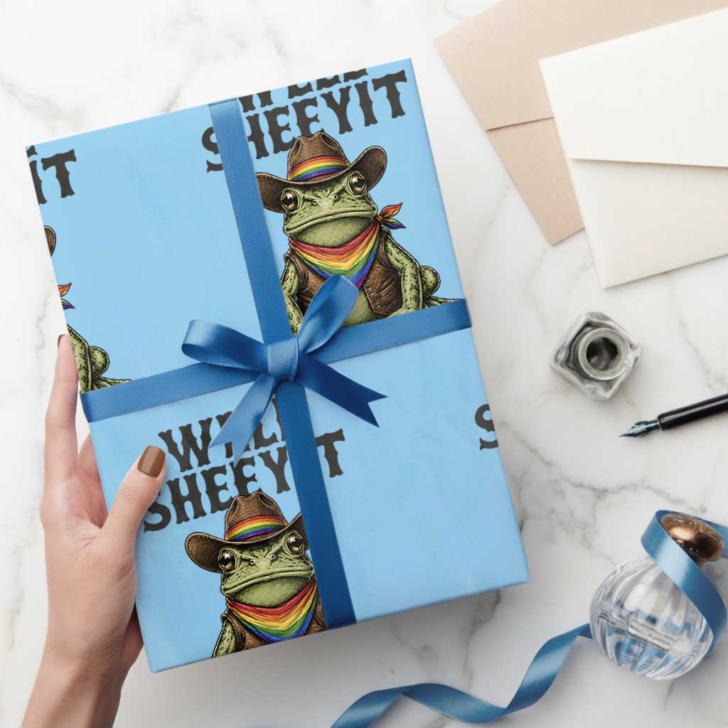 Pride Frog LGBT Rainbow Wrapping Paper Roll Well Sheeyit Country Western TS14 Light Blue Print Your Wear
