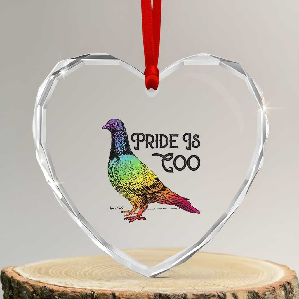 Pride Is Coo Pigeon Heart Crystal Glass Ornament Funny LGBTQ Pride Month TS14 Transparent Glass 3'' Heart Print Your Wear