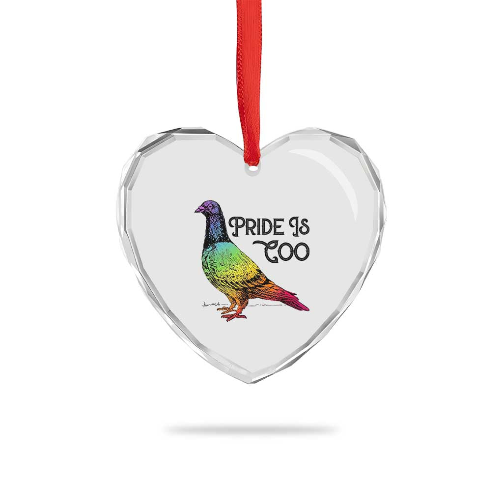 Pride Is Coo Pigeon Heart Crystal Glass Ornament Funny LGBTQ Pride Month