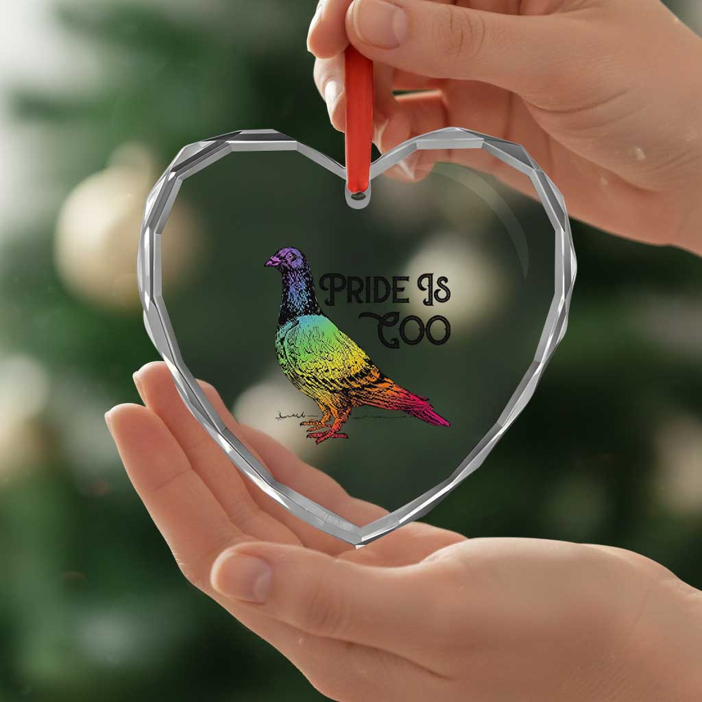Pride Is Coo Pigeon Heart Crystal Glass Ornament Funny LGBTQ Pride Month