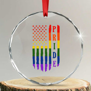 Pride Month Rainbow Flag Graphic Crystal Glass Ornament Lesbian Gay LGBT America Flag TS12 Transparent Glass 3'' Circle Print Your Wear