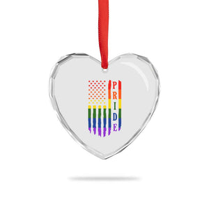 Pride Month Rainbow Flag Graphic Heart Crystal Glass Ornament Lesbian Gay LGBT America Flag TS12 Print Your Wear
