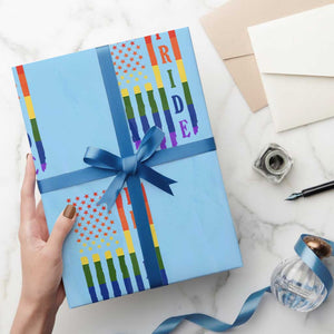 Pride Month Rainbow Flag Graphic Wrapping Paper Roll Lesbian Gay LGBT America Flag TS12 Light Blue Print Your Wear