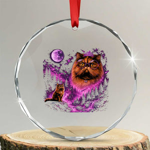 Princess Cat Howling To The Moon Vintage 90s Nature Crystal Glass Ornament TS11 Transparent Glass 3'' Circle Print Your Wear