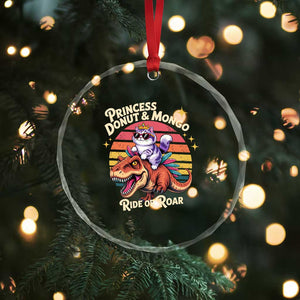 Royal Cat Princess and Raptor Ride or Roar Crystal Glass Ornament Funny Cat Riding Dinosaur Retro Sunset TS02 Print Your Wear