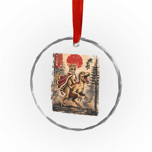 Cat Princess Riding Raptor Dinosaur Crystal Glass Ornament Japanese Vintage Graphic Ukiyoe Art TS11 Print Your Wear