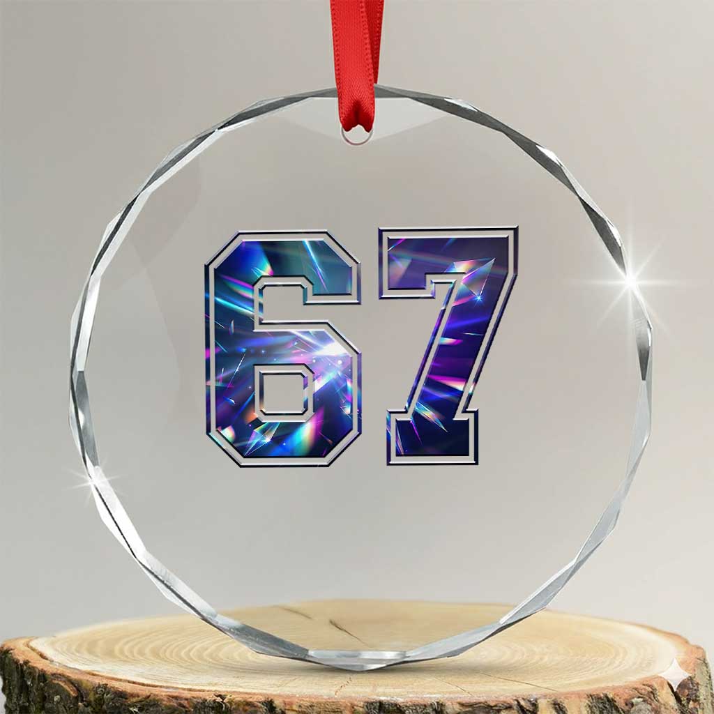 Prism Rainbow Effect Printed Crystal Glass Ornament Six Seven 67 Meme TS12 Transparent Glass 3'' Circle Print Your Wear