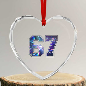 Prism Rainbow Effect Printed Heart Crystal Glass Ornament Six Seven 67 Meme TS12 Transparent Glass 3'' Heart Print Your Wear
