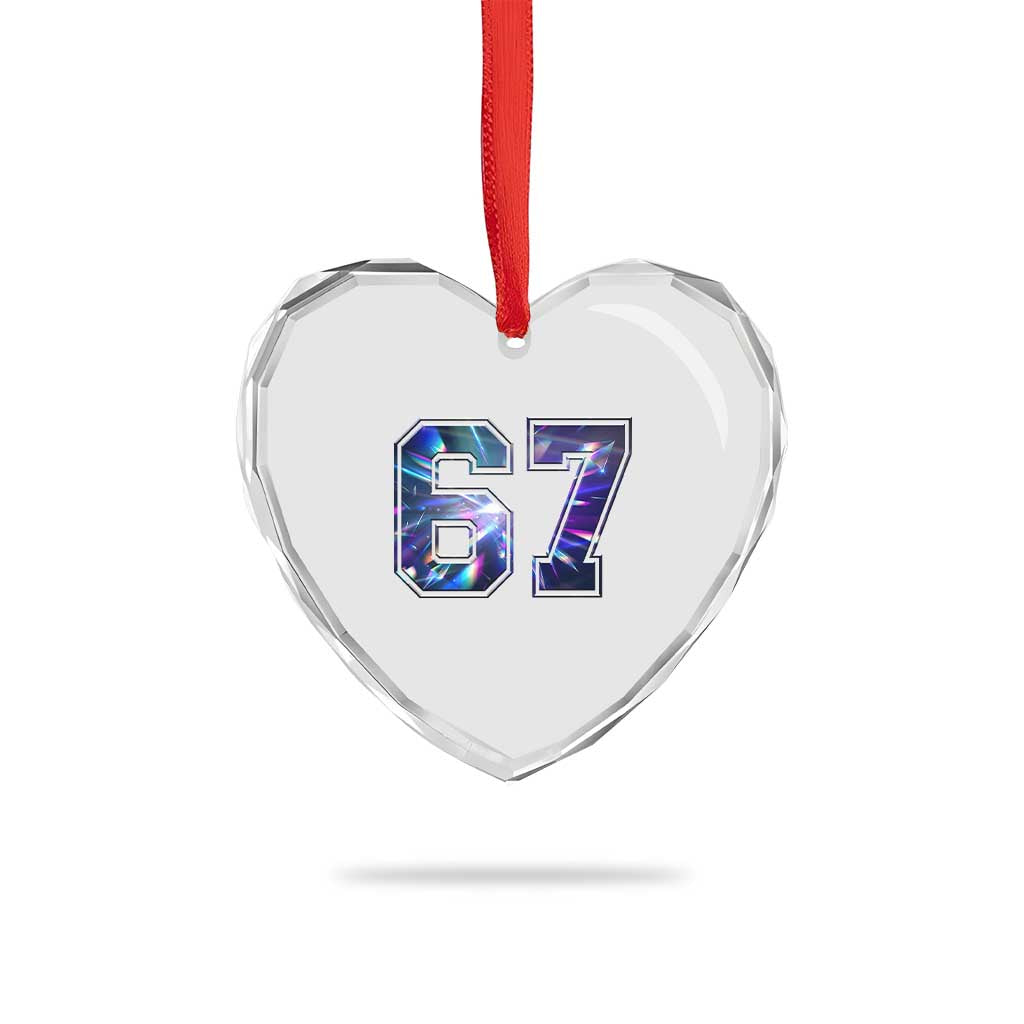 Prism Rainbow Effect Printed Heart Crystal Glass Ornament Six Seven 67 Meme TS12 Print Your Wear