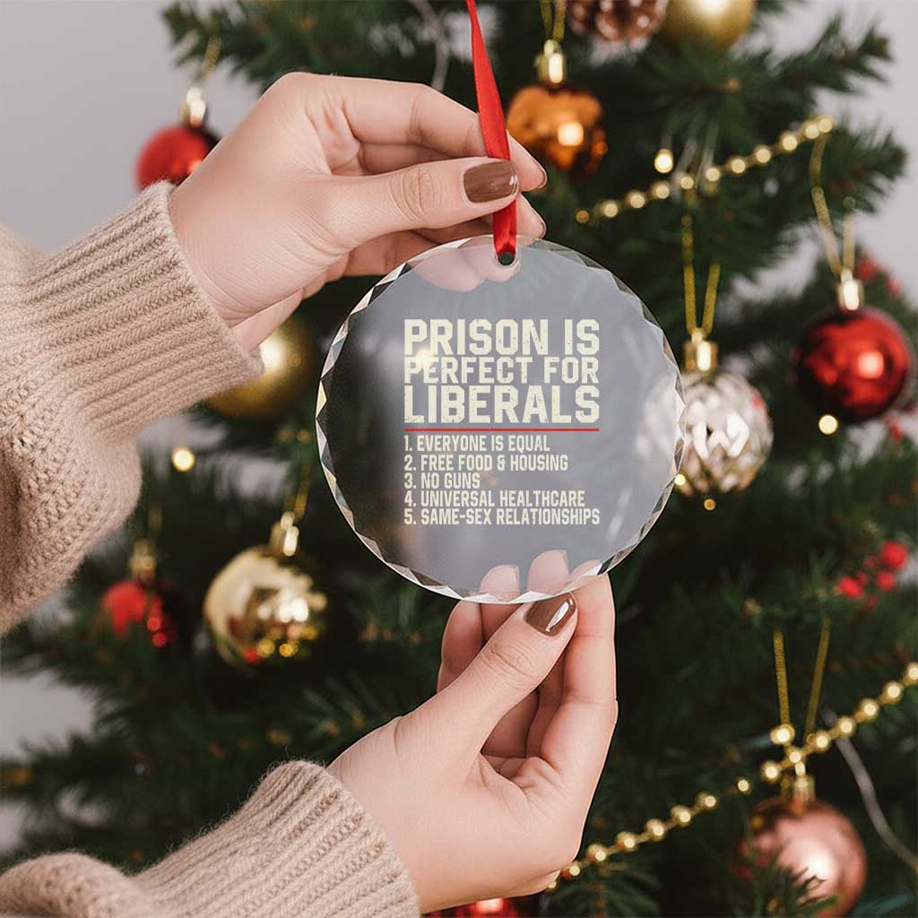 Prison Is Perfect For Liberals Crystal Glass Ornament Funny Anti Liberal Political Quote TS11 Print Your Wear