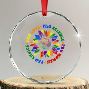 Pro Choice Women Rights Crystal Glass Ornament Equal Rights Multicolored Flowers TS10 Transparent Glass 3'' Circle Print Your Wear