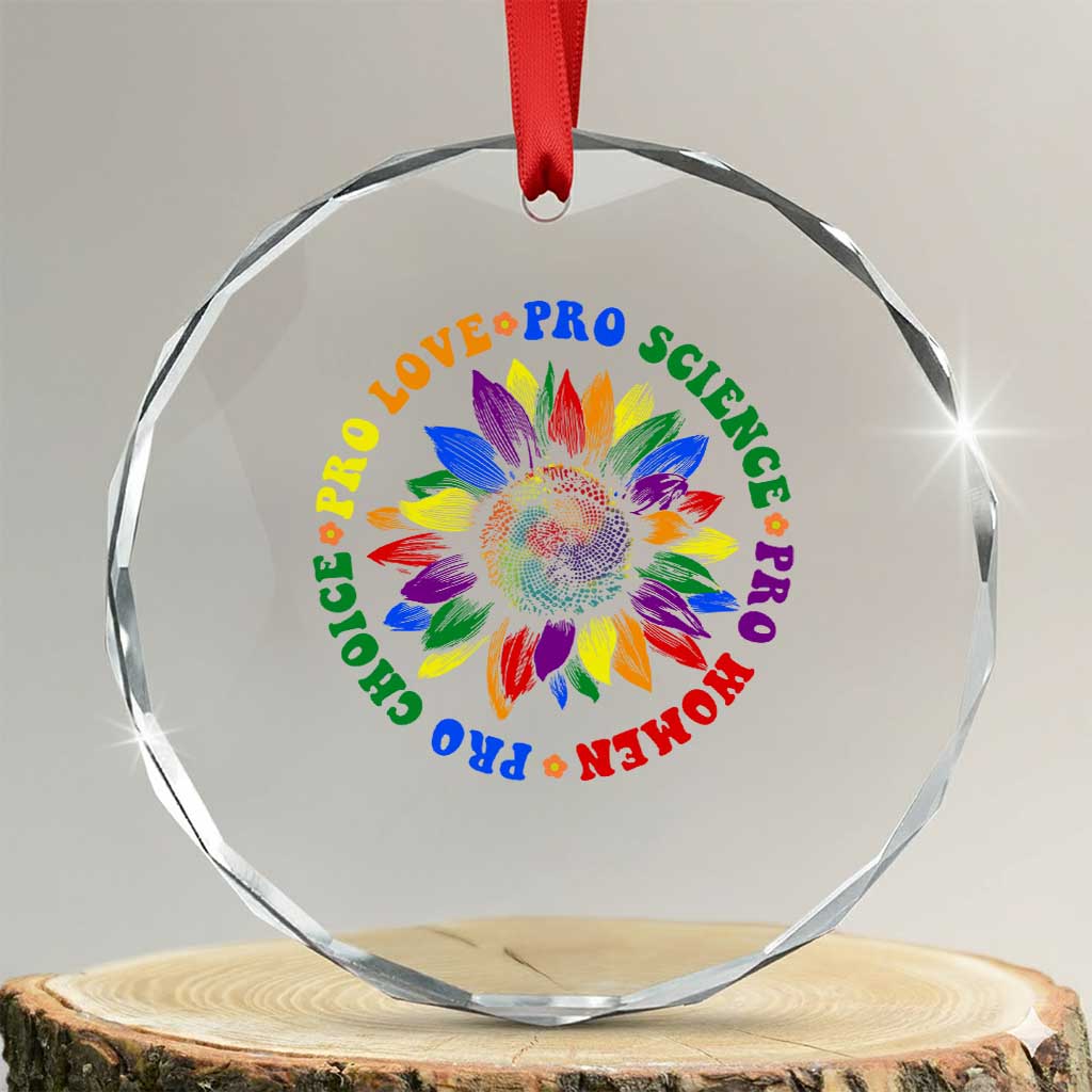 Pro Choice Women Rights Crystal Glass Ornament Equal Rights Multicolored Flowers TS10 Transparent Glass 3'' Circle Print Your Wear
