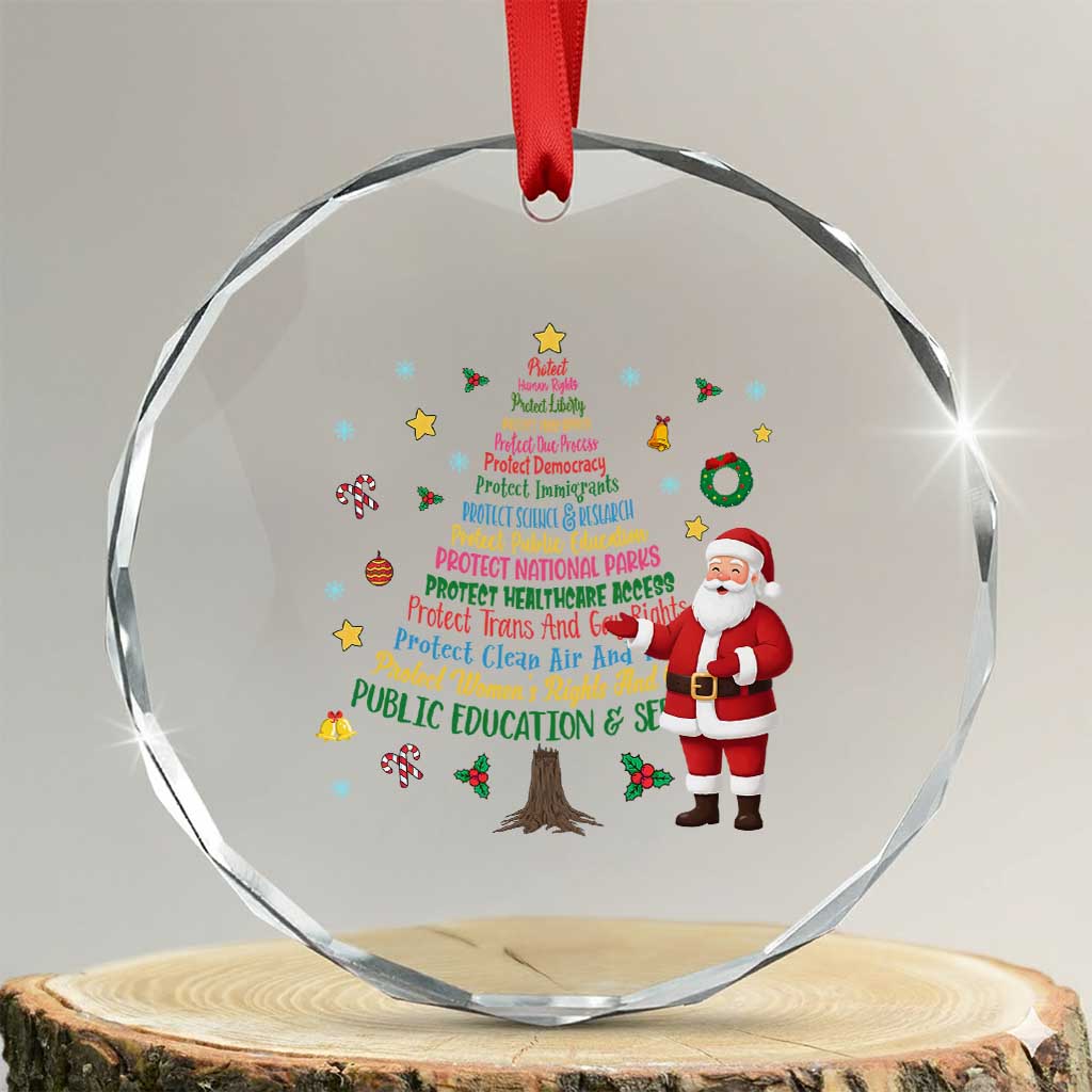 Pro Democracy Activist Christmas Tree Crystal Glass Ornament Human Rights Xmas Gift TS12 Transparent Glass 3'' Circle Print Your Wear