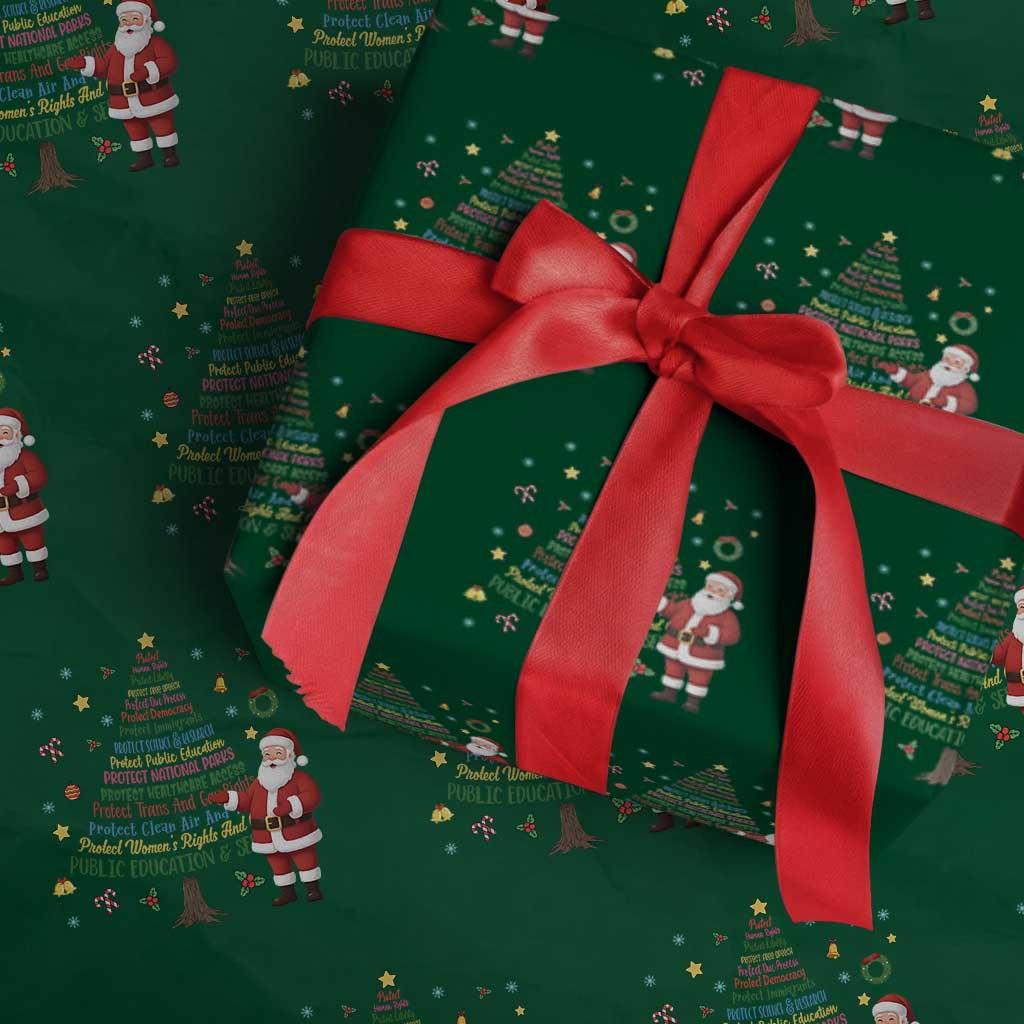 Pro Democracy Activist Christmas Tree Wrapping Paper Roll Human Rights Xmas Gift TS12 Green Print Your Wear