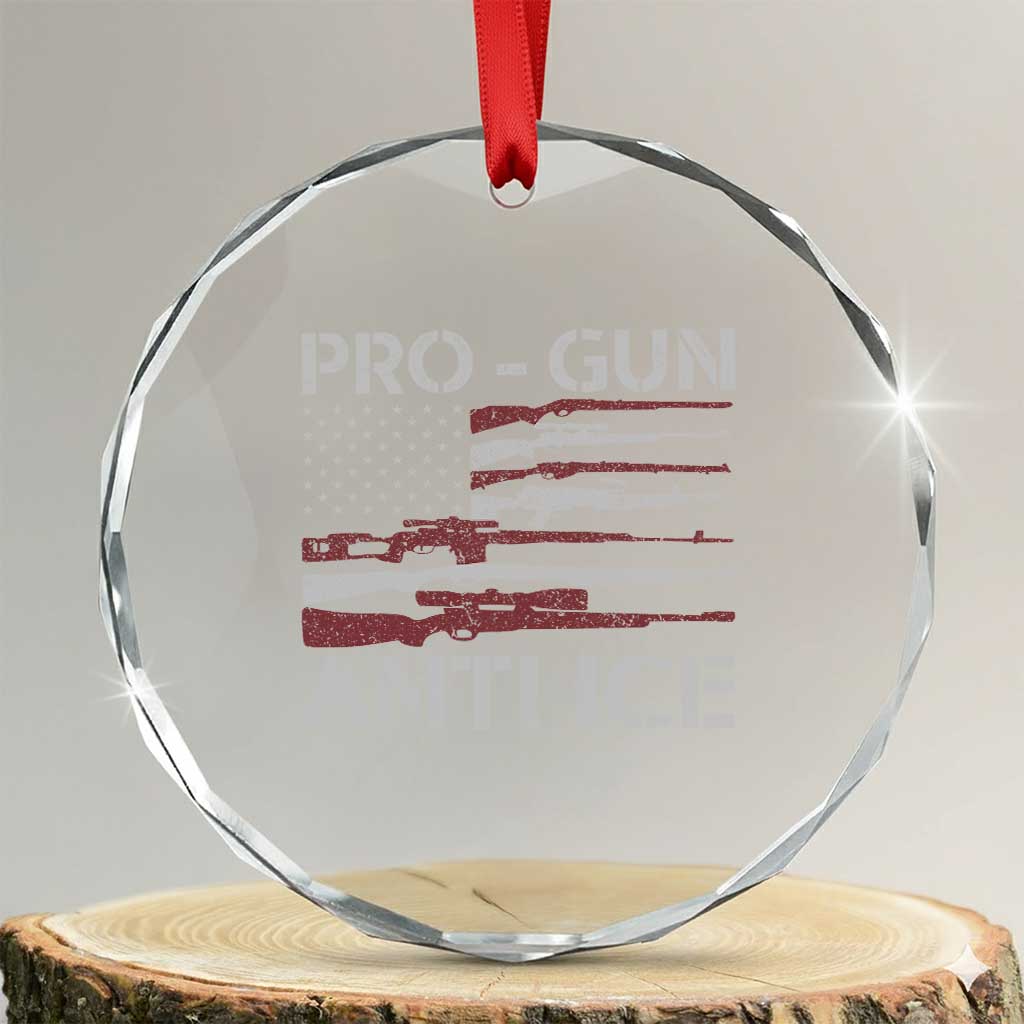 Pro Gun Anti Ice Crystal Glass Ornament Vintage American Flag 2nd Amendment Support TS11 Transparent Glass 3'' Circle Print Your Wear