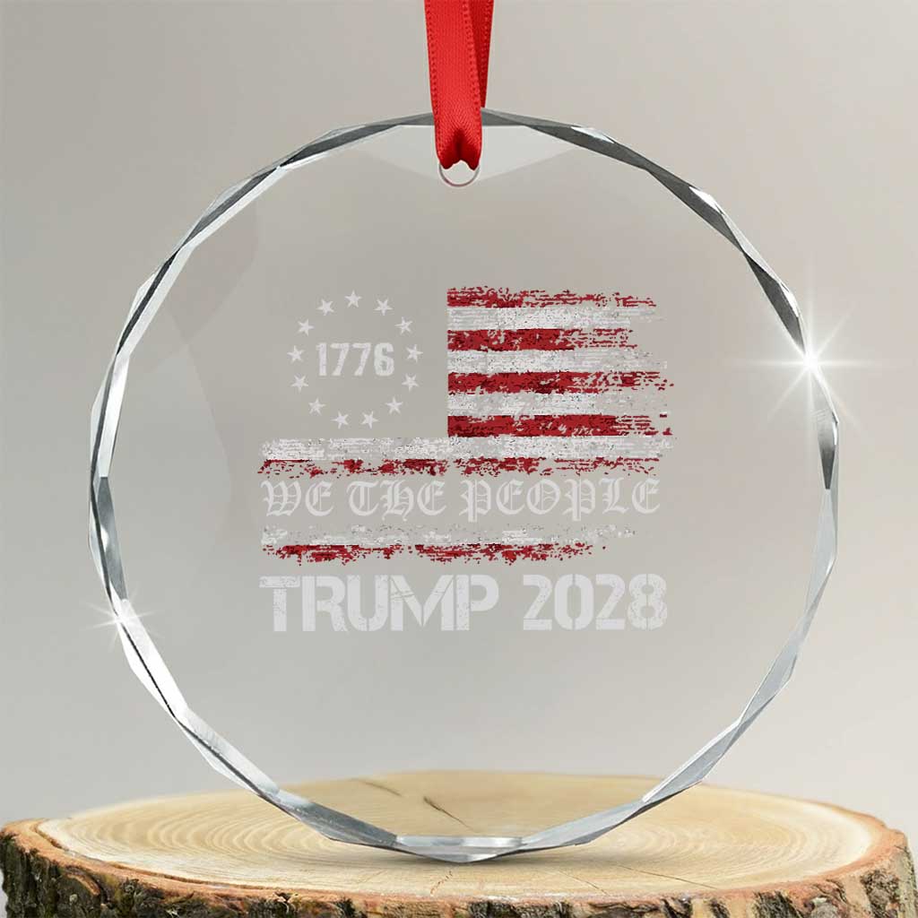 Pro Trump 2028 Crystal Glass Ornament America US Flag Retro Vintage TS10 Transparent Glass 3'' Circle Print Your Wear