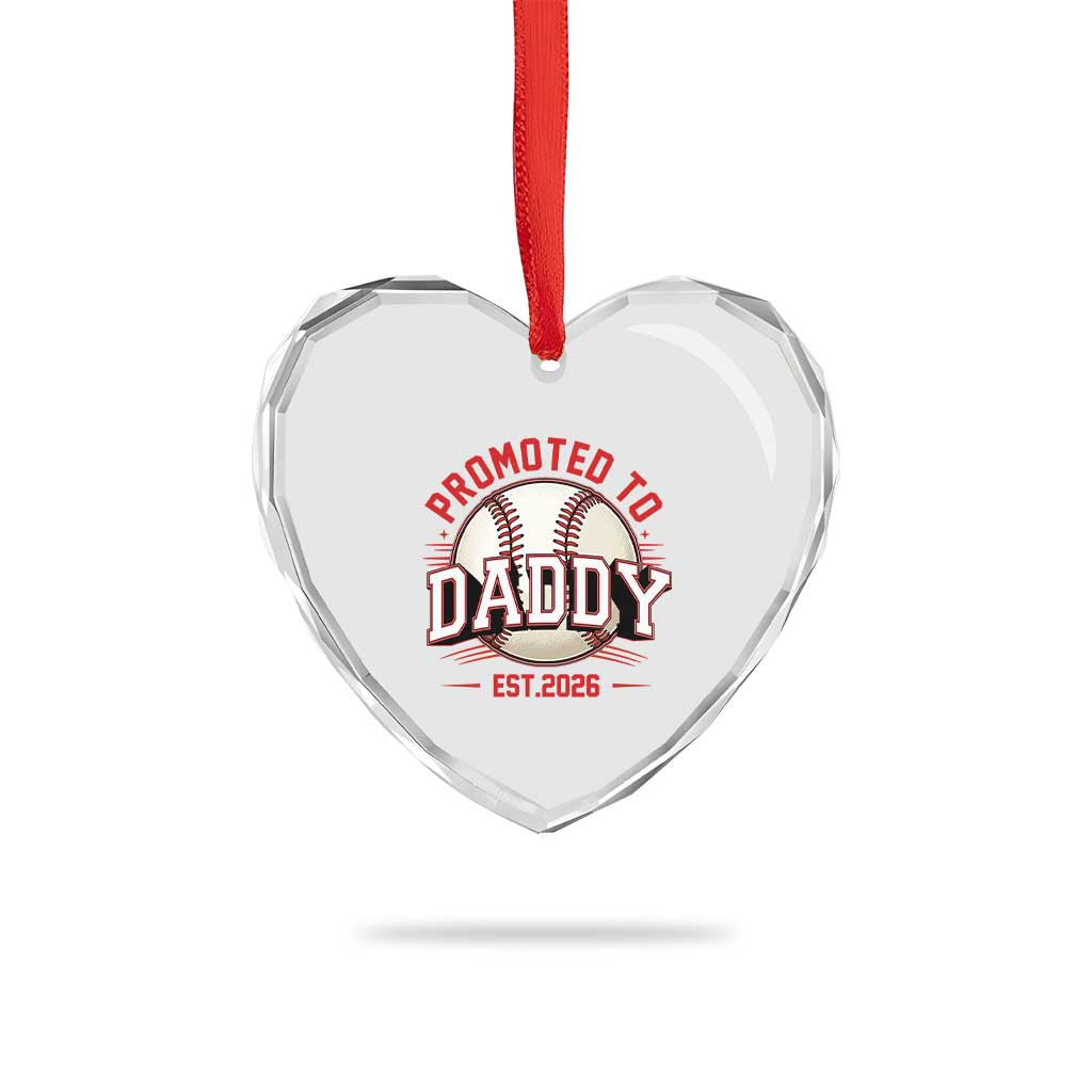 Promoted To Dad 2026 Baseball Heart Crystal Glass Ornament First Time Father Sports Lover TS12 Print Your Wear