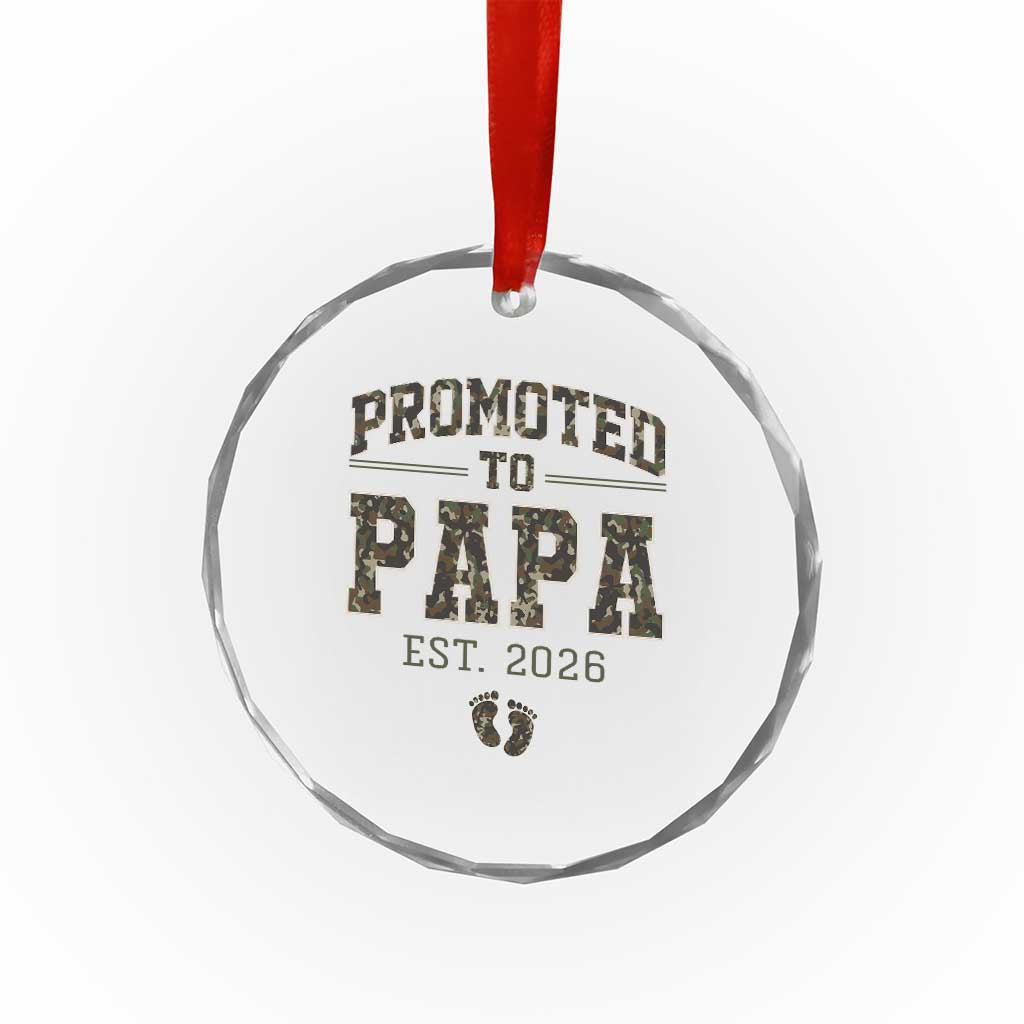 Promoted To Dad Est 2026 Camo Crystal Glass Ornament Hunting Style New Dad Gift Graphic TS12 Print Your Wear