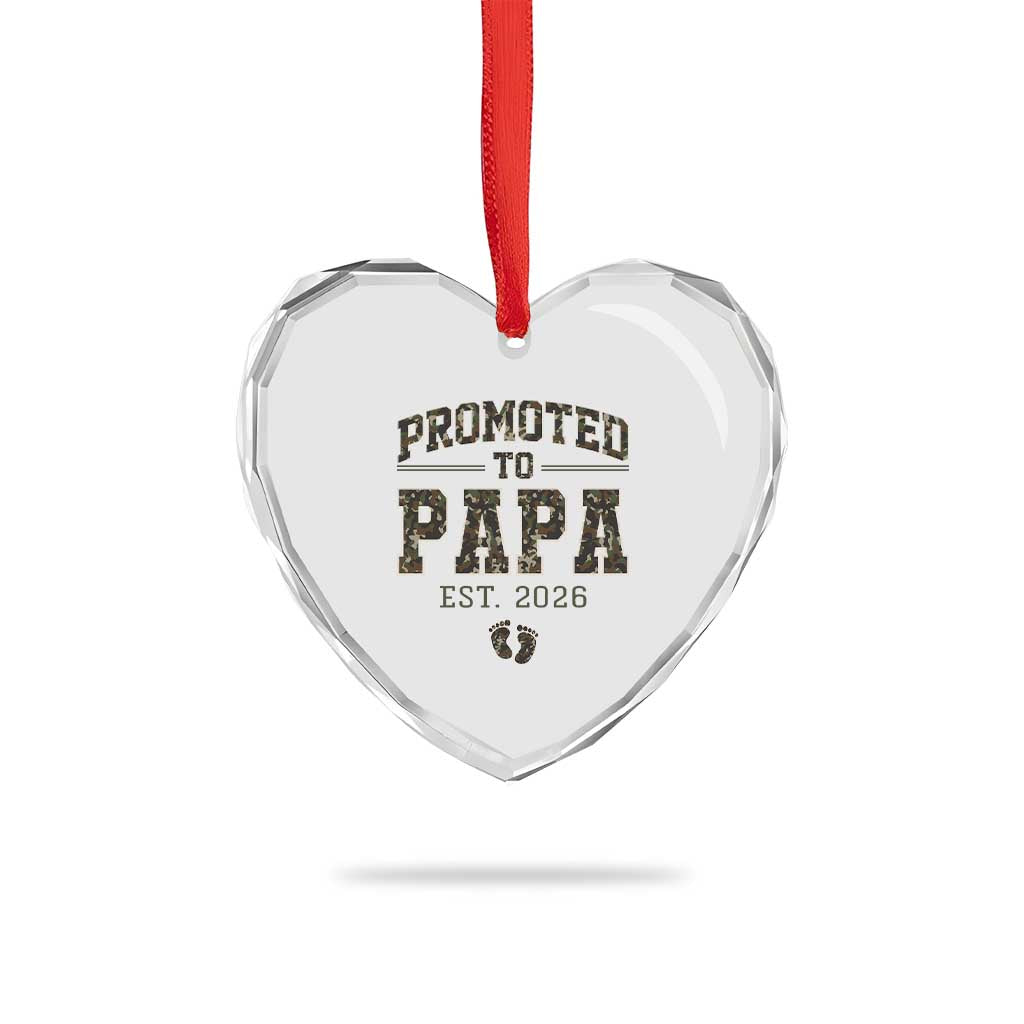 Promoted To Dad Est 2026 Camo Heart Crystal Glass Ornament Hunting Style New Dad Gift Graphic TS12 Print Your Wear